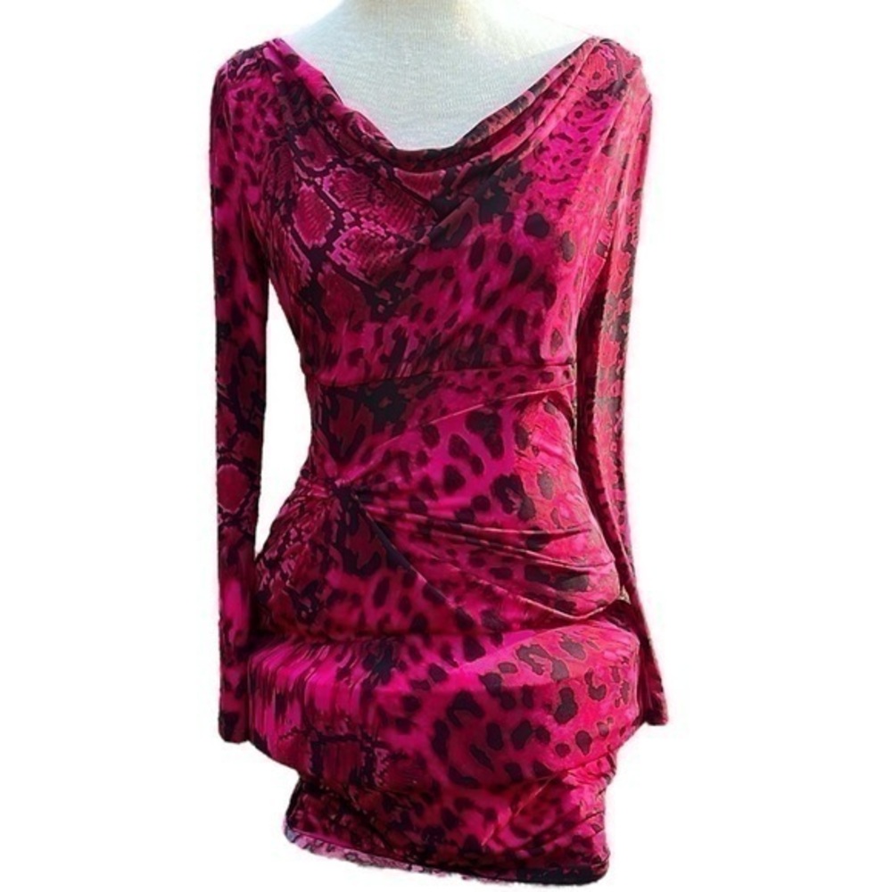 Thalia Sodi Long Sleeve Mid Length Dress Zipper Back Cowl Neckline Side Ruche